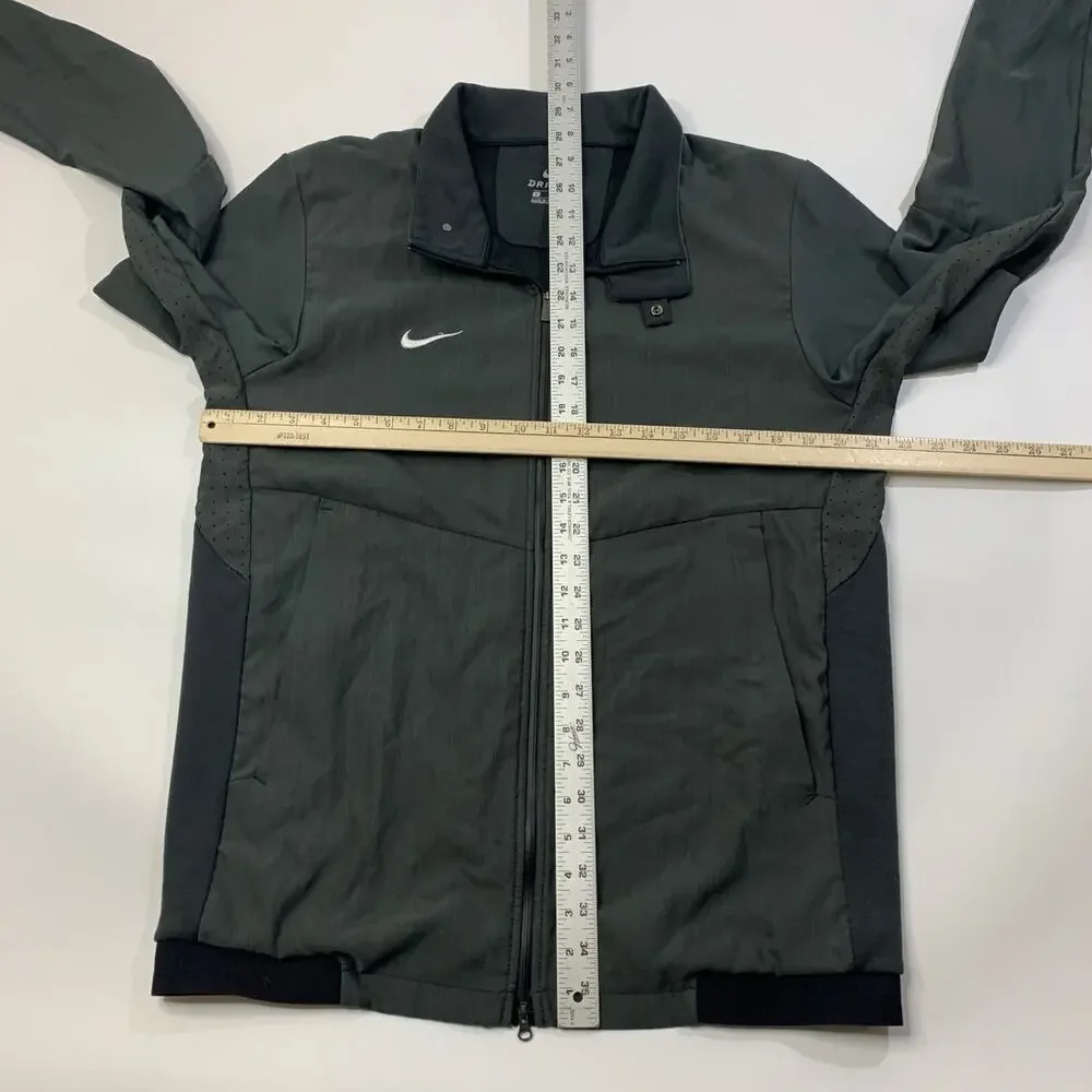 Nike Travel Jacket Mens M Medium Grey Perforated Dri Fit Lightweight Full Zip